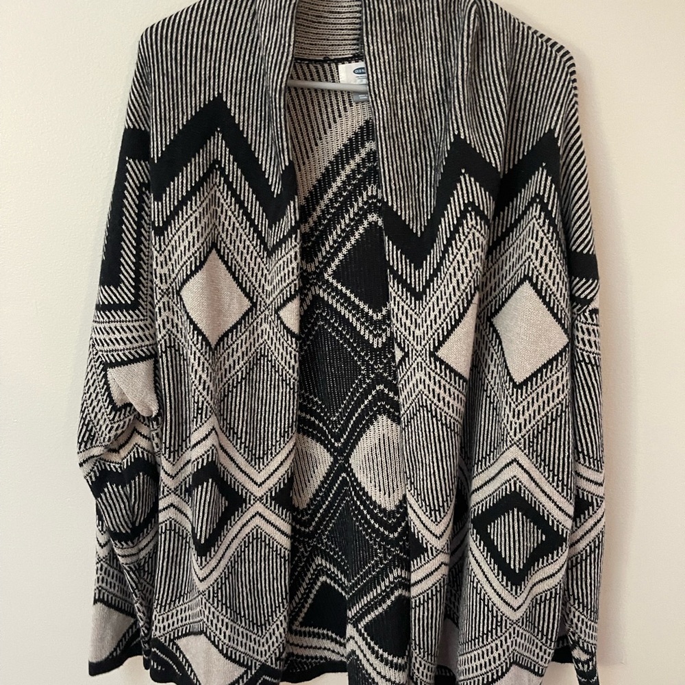 Black and Tan open front sweater